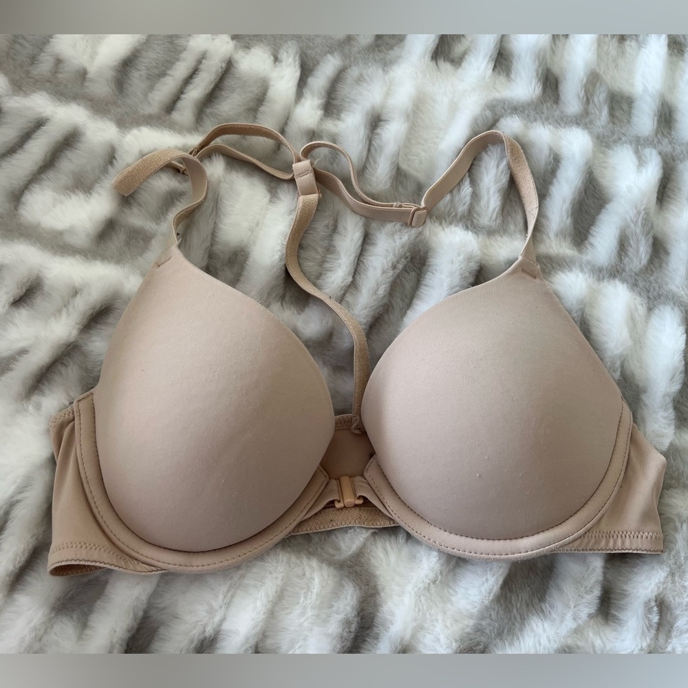 PINK Beige Wear Everywhere Front Closure Padded Push-Up Bra Size 32A